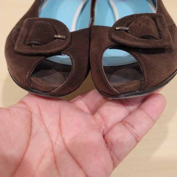 Vintage Suede Thierry Rabotin Peep Toe Block Heels - sz 36.5 EU - Picture 4 of 12
